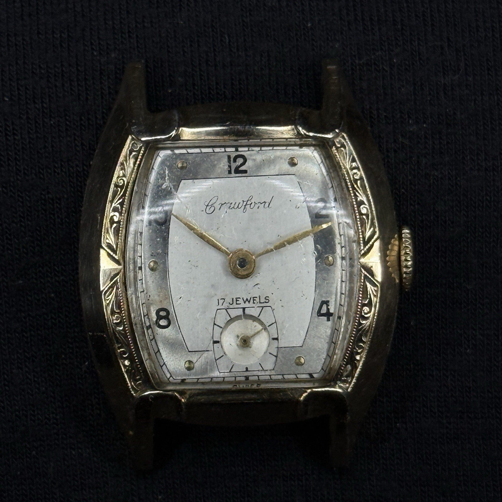 Vintage GF Crawford 10k Rolled Gold Running Watch For Parts Repair