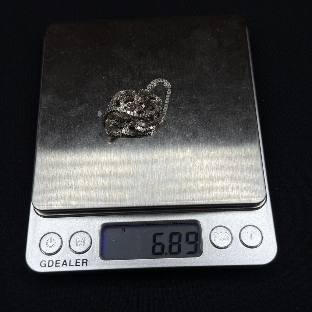 Estate Sterling Silver Box Link Necklace Chain Vintage 925 6.8 Grams 19IN