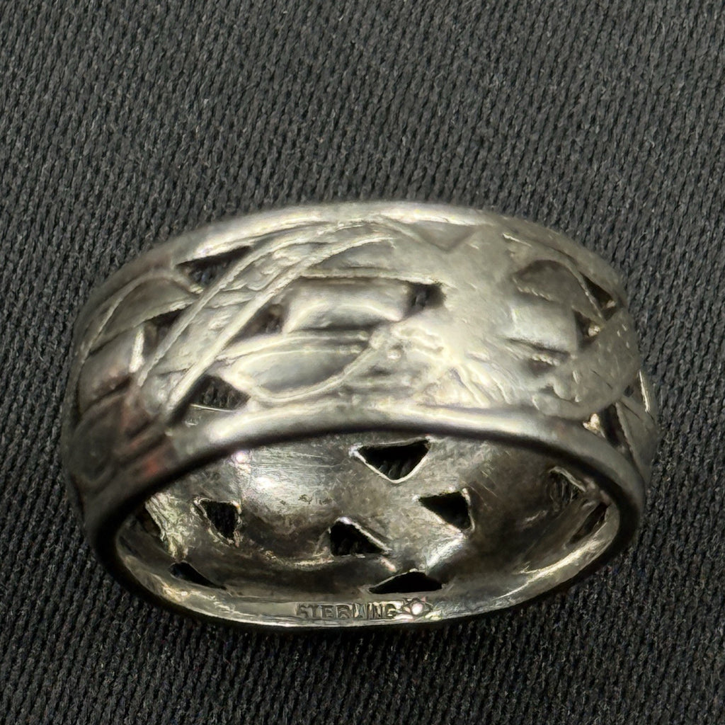 Sterling Silver Celtic Knot Infinity Weave Band Ring Wide Openwork Size 4 925