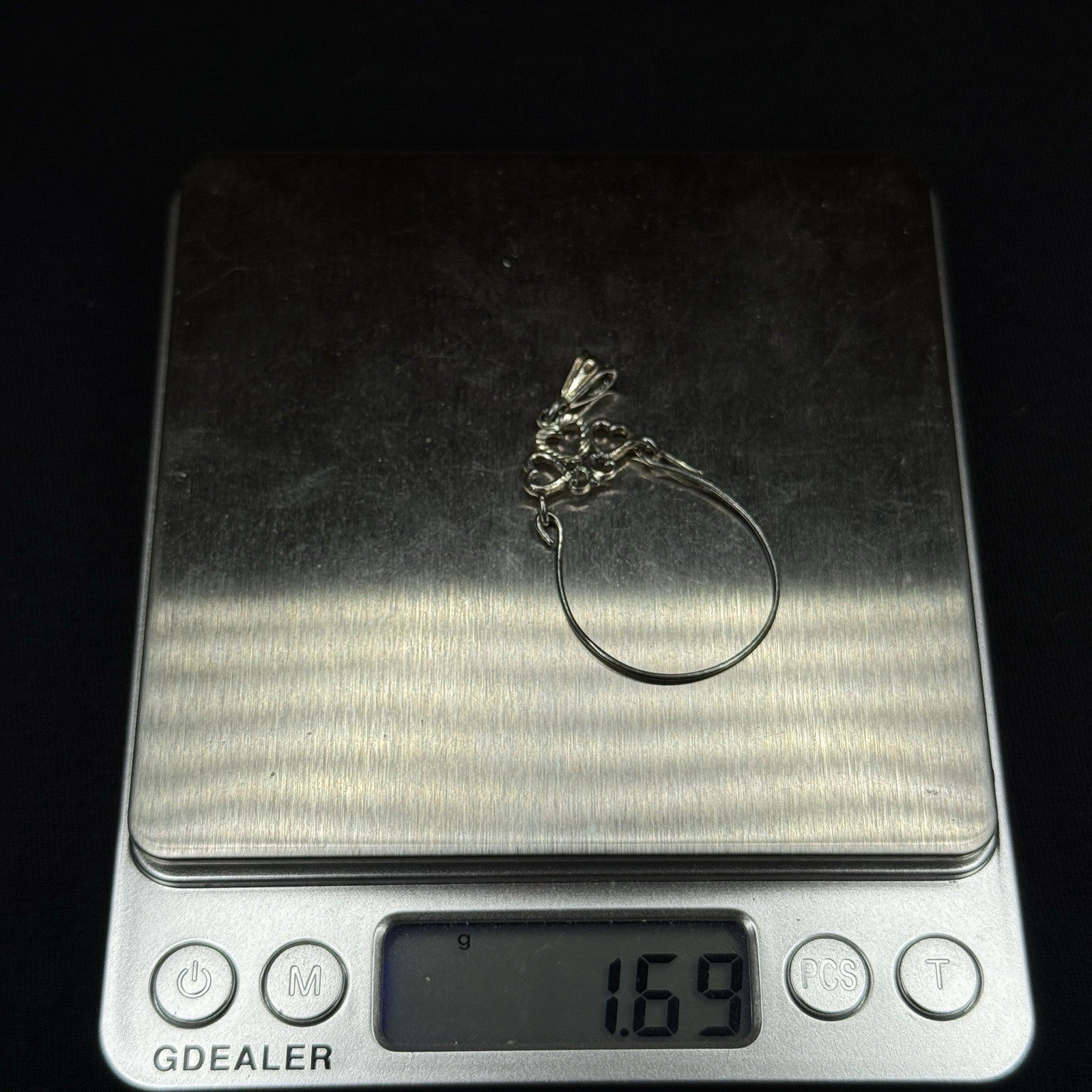 Estate Sterling Silver 925 Charm Holder Hoop Pendant