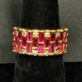 Estate Sterling Silver Gold Ring Unique Ruby Band Size 5.5 925