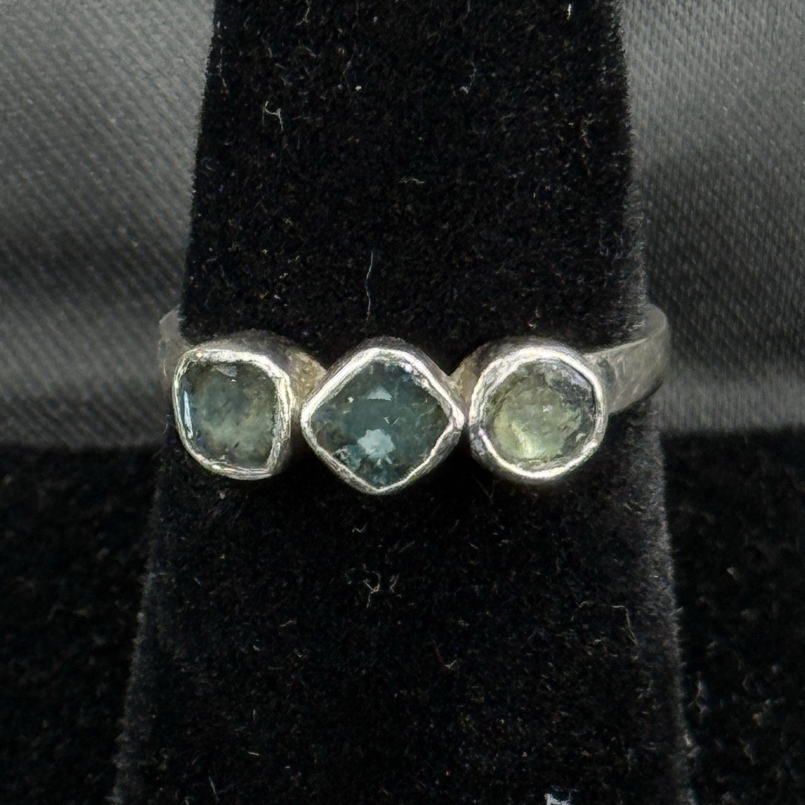 Estate Sterling Silver Ring Djoy Blue Stones Size 7 925