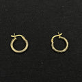 Estate Sterling Silver Earrings Mini Hoop Gold Textured 925