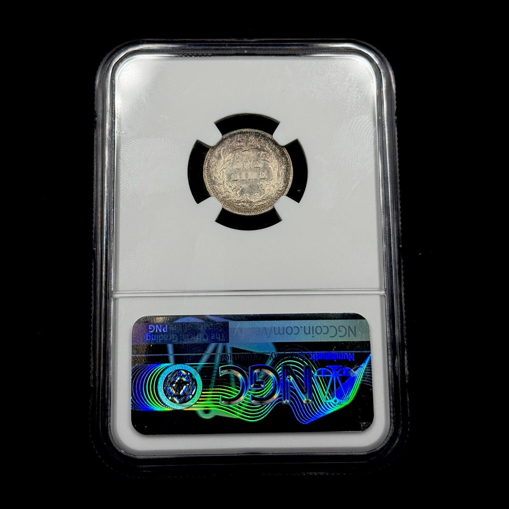 1875 10c Seated Liberty Silver Dime NGC MS61  Toned ProofLike Obverse Attractive
