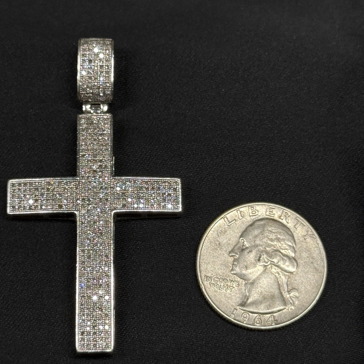 Estate Sterling Silver 925 Diamond Cross Pendant