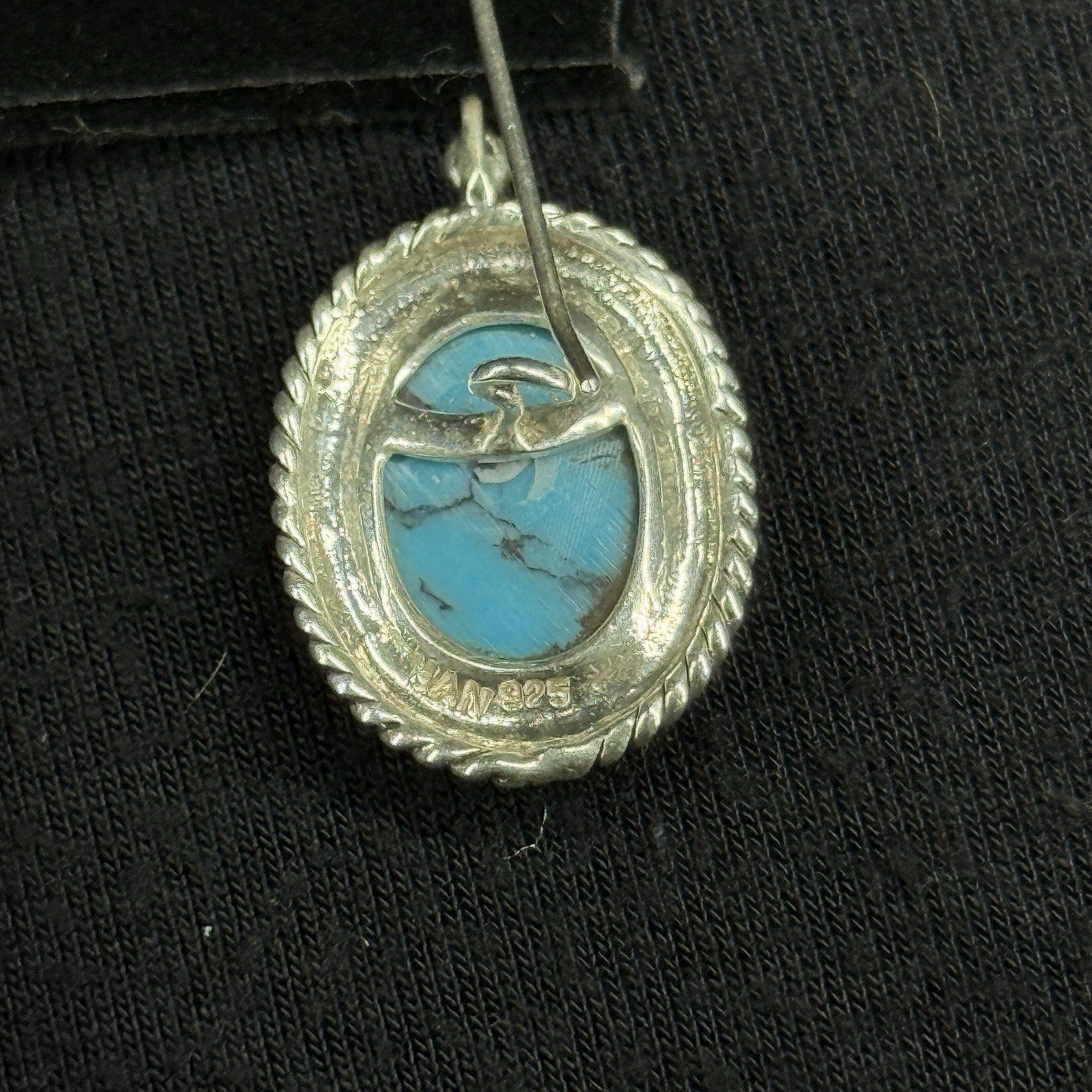 Estate Sterling Silver Earrings Turquoise Dangle Han 925