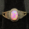 Native American Sterling Silver Ring Pink Fire Opal Unsigned Size 9