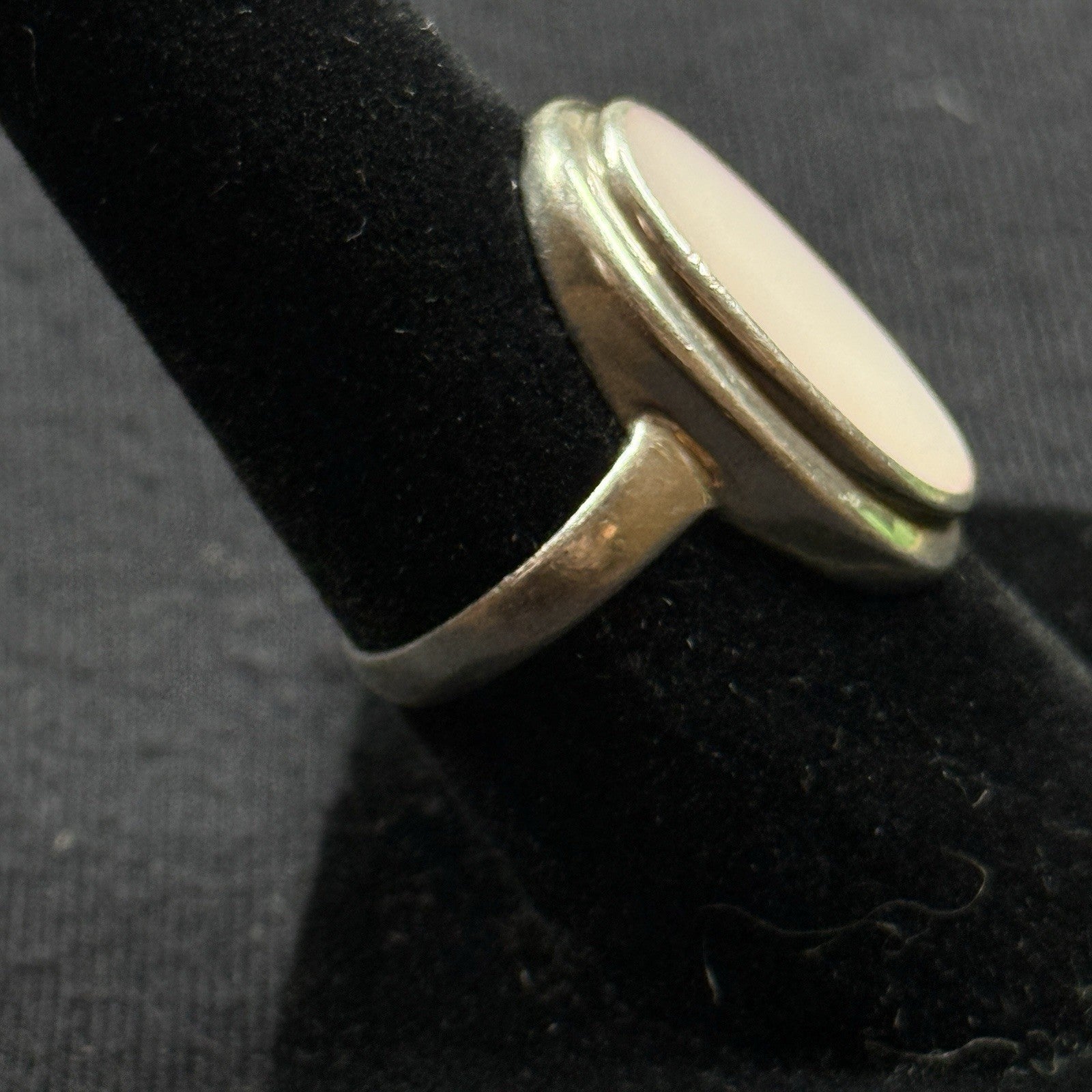 Estate Sterling Silver Ring Pink Mother Of Pearl Oval 6.75 925