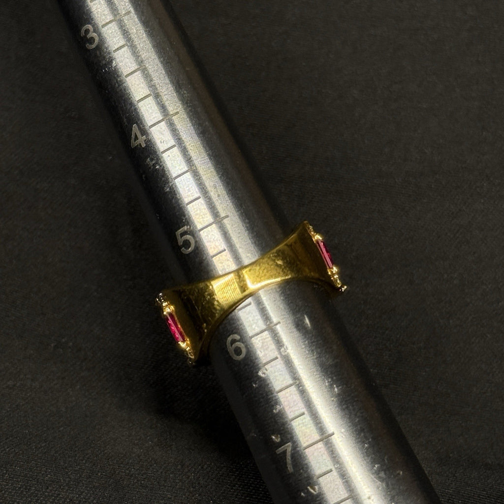Estate Sterling Silver Gold Ring Unique Ruby Band Size 5.5 925