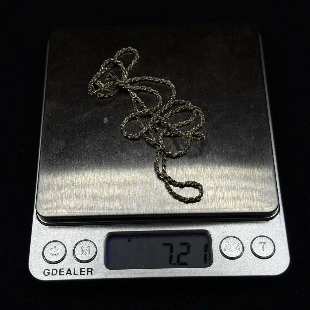 Estate Sterling Silver Rope Necklace Chain Vintage 925 7.2 Grams 23.5IN