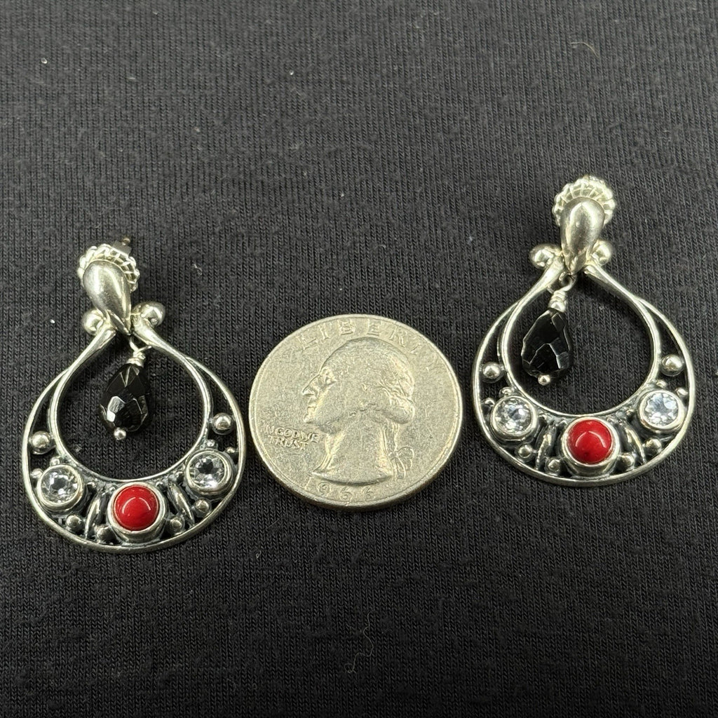 Carolyn Pollack Estate Sterling Silver Earrings Southwest Stud Dangle 925
