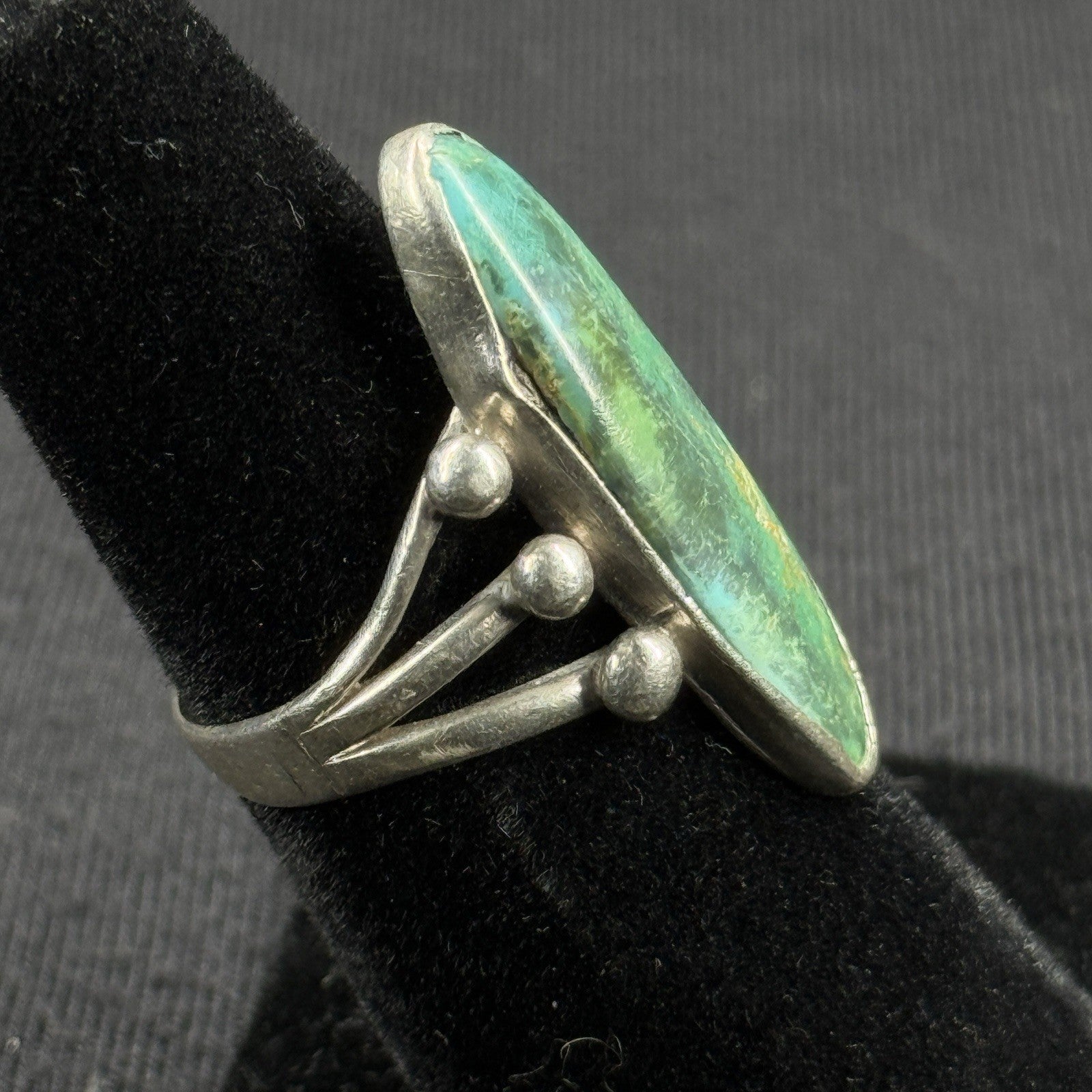 Native Green Turquoise Sterling Silver Ring Size 5.5 925