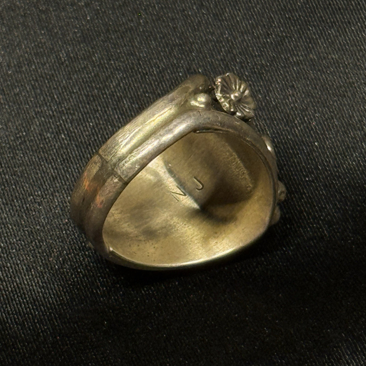 Native American Sterling Silver Ring Pink Fire Opal Signed Nila Johnson Sz 6.75