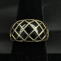 Estate Sterling Silver Ring Black Onyx Gold Wash Size 6.5 925