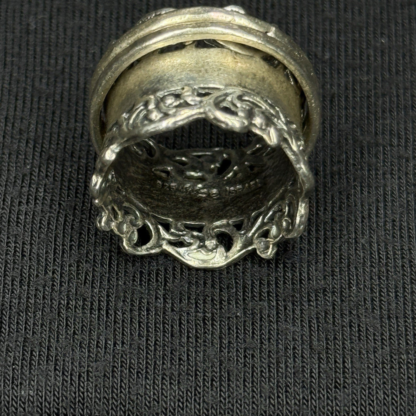 Estate Sterling Silver Ring Israel Spinner Worry Ring Thick Band Size 5 925