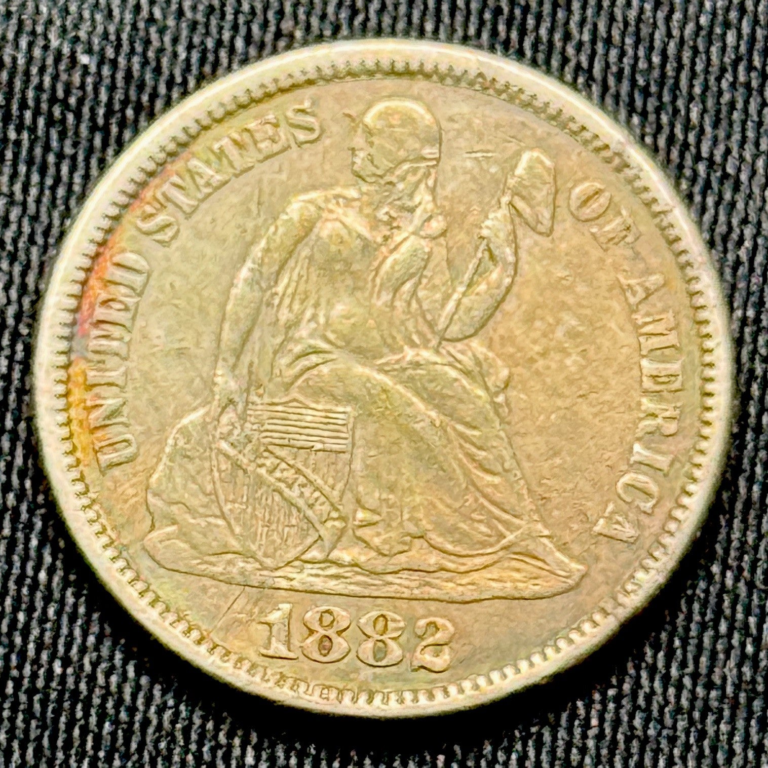 1882 Seated Liberty Dime Silver Dime XF Original Toning Better Eye Appeal