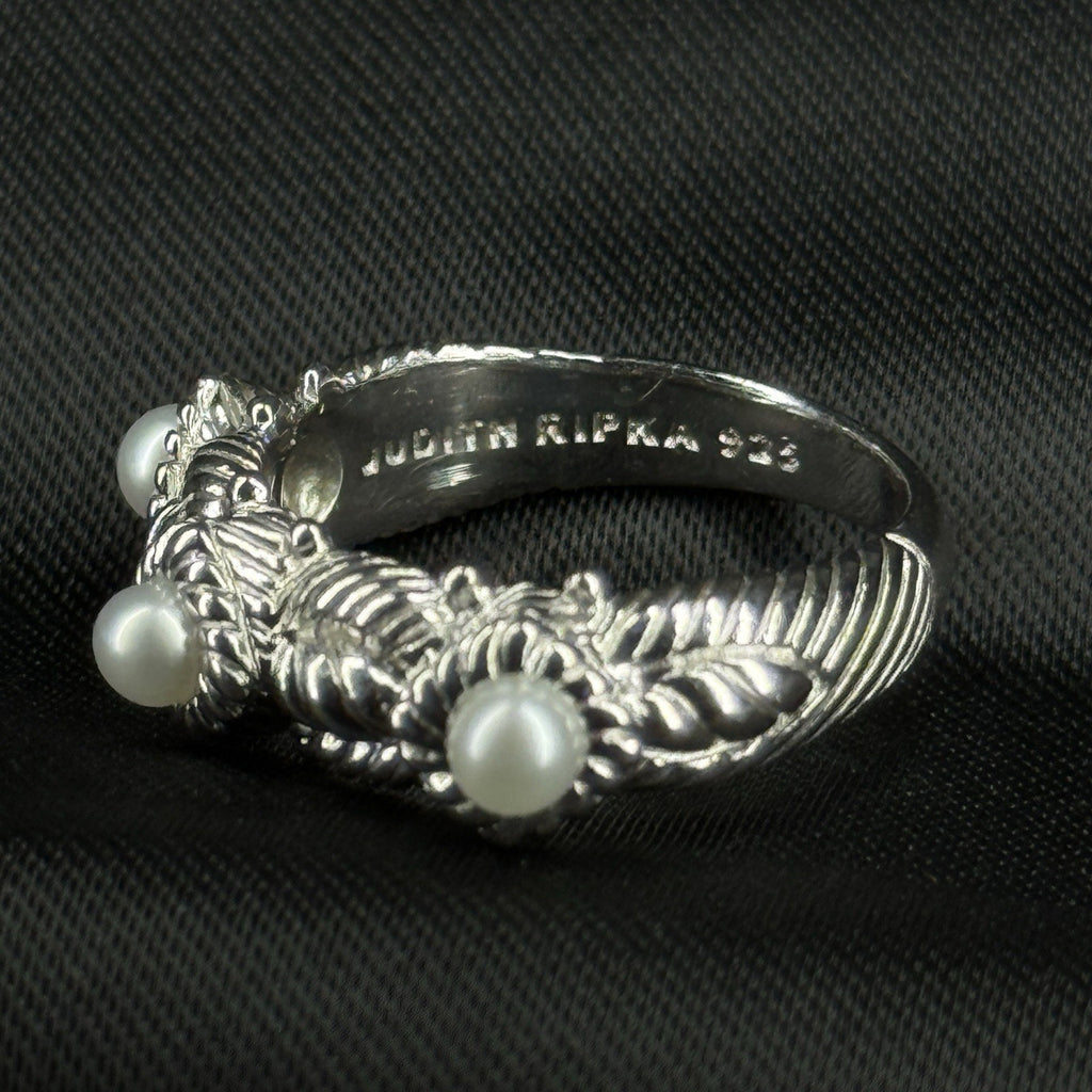 Estate Sterling Silver Ring Pearl CZ Judith Ripka Size 7 925