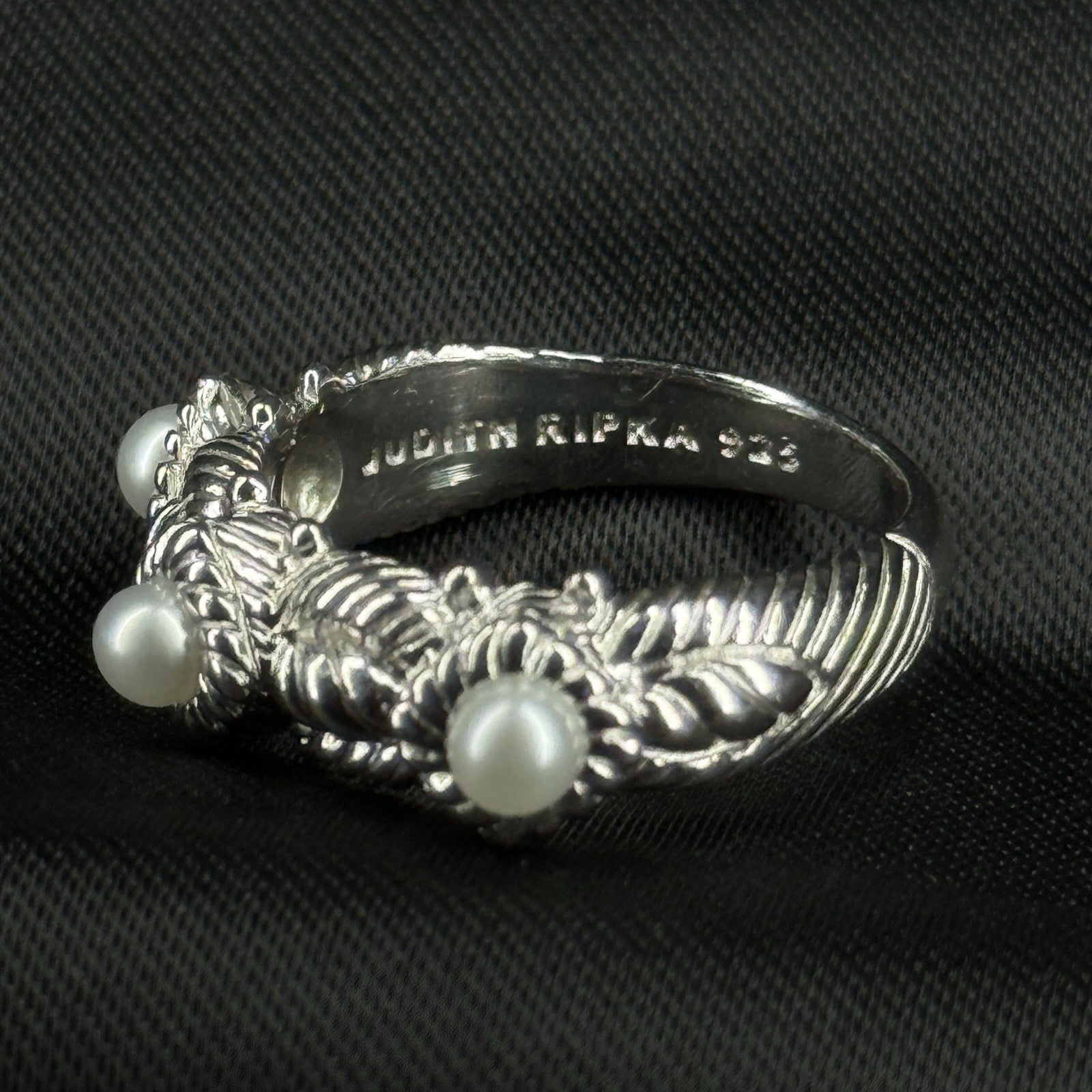 Estate Sterling Silver Ring Pearl CZ Judith Ripka Size 7 925