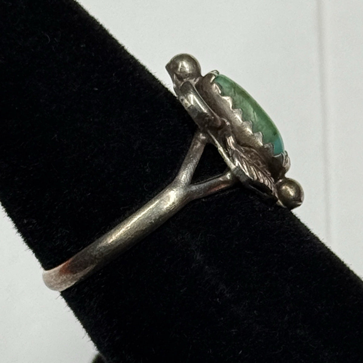 Native American Style Sterling Silver Ring Green Turquoise 925 Size 5.5 Unsigned