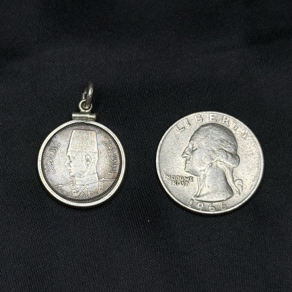 Vintage Silver 1937 Egyptian 2 Piastres Pendant