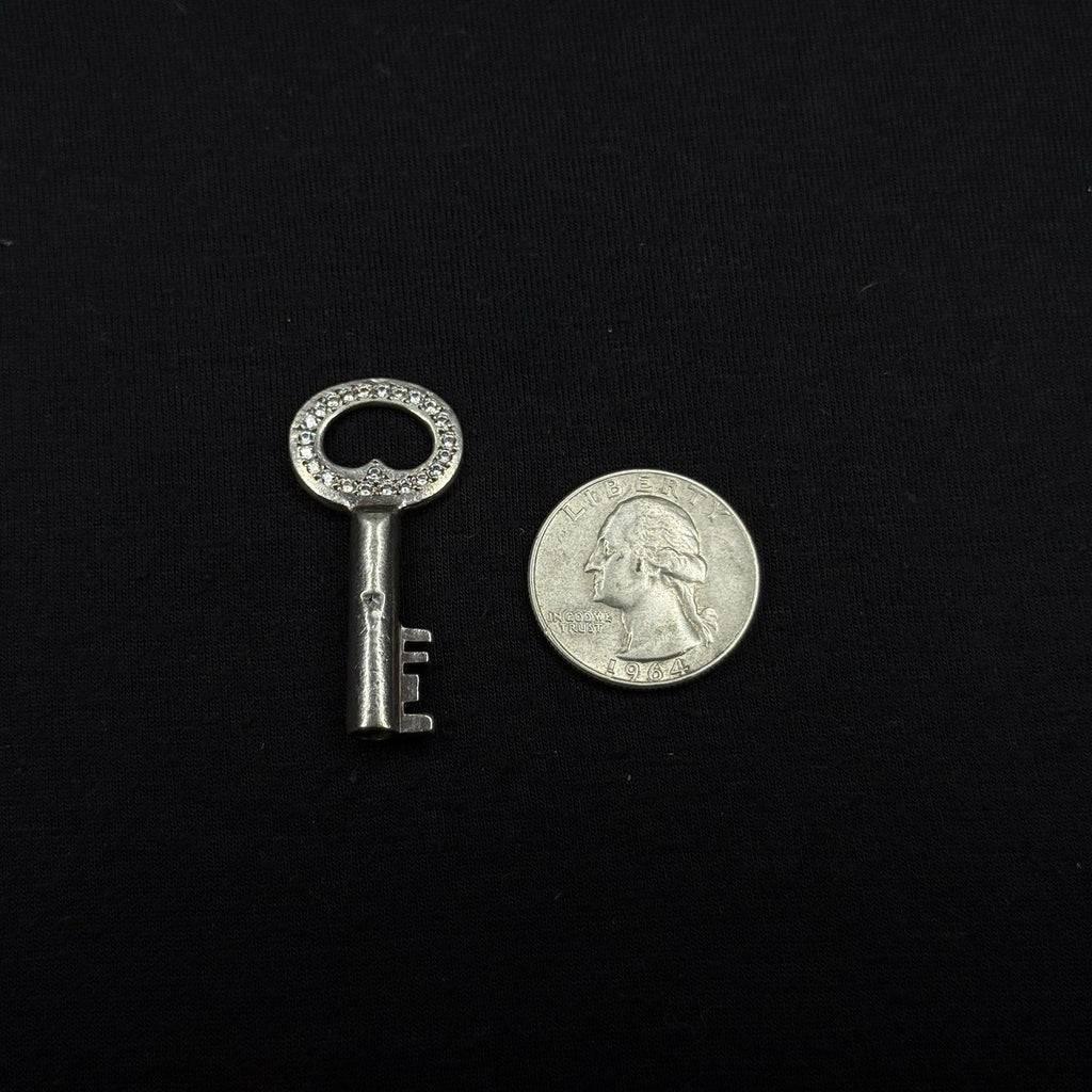 Darren Simonian Sterling Silver Key Cubic Zirconia Vintage Pendant Charm 925
