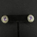 Joseph Espo Estate Sterling Silver Earrings Purple Amethyst Stud 925