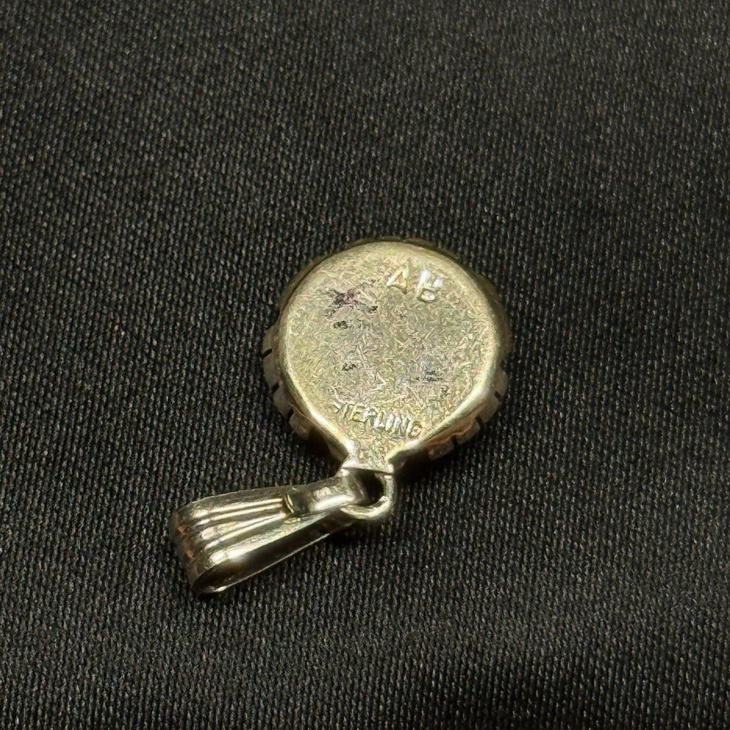 Native American Sterling Silver Pendant Pink Fire Opal Signed Abraham Begay
