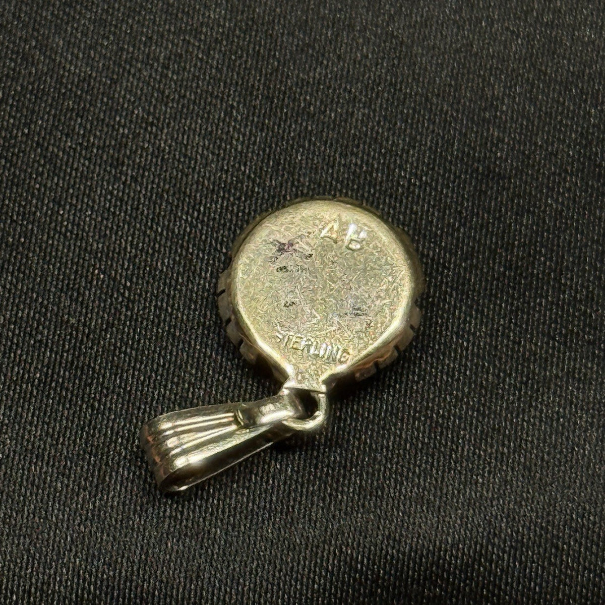 Native American Sterling Silver Pendant Pink Fire Opal Signed Abraham Begay