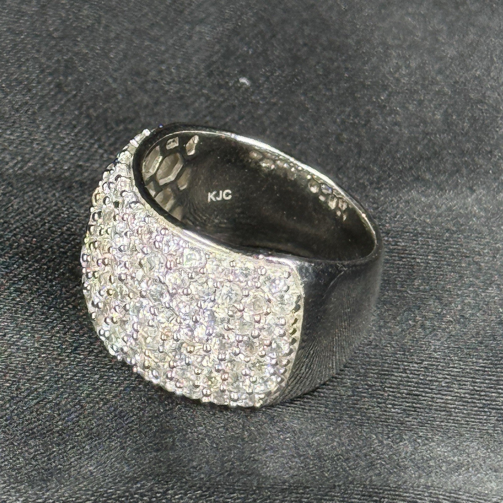 Estate Sterling Silver Ring Thick Pave Band CZ 925 Size 7