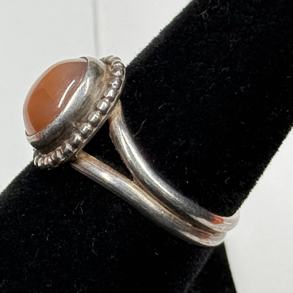 Native American Style Sterling Silver Ring Red Agate 925 Size 6.5 Unsigned
