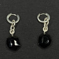Estate Sterling Silver Earrings Black Stone Drop CZ 925