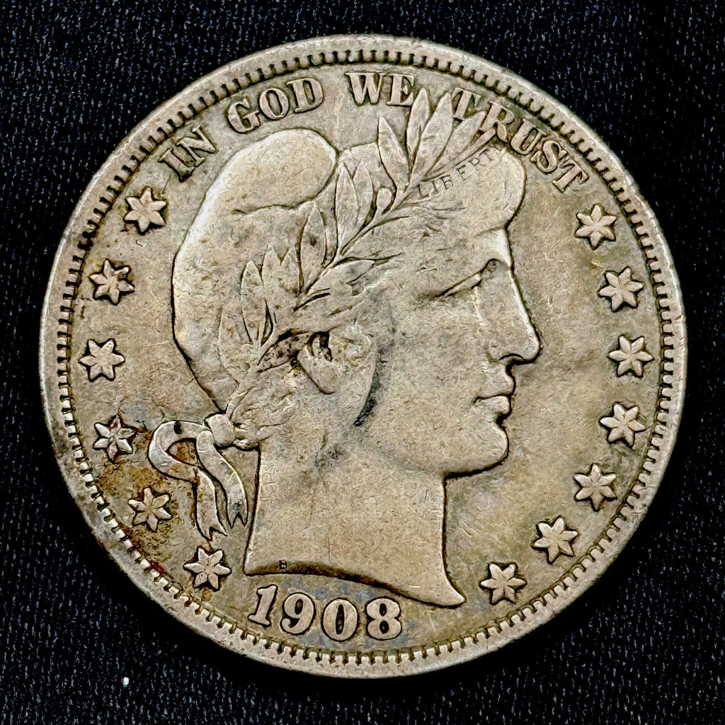 1908-D Barber Half Dollar 50C F-VF Original Silver Type Coin