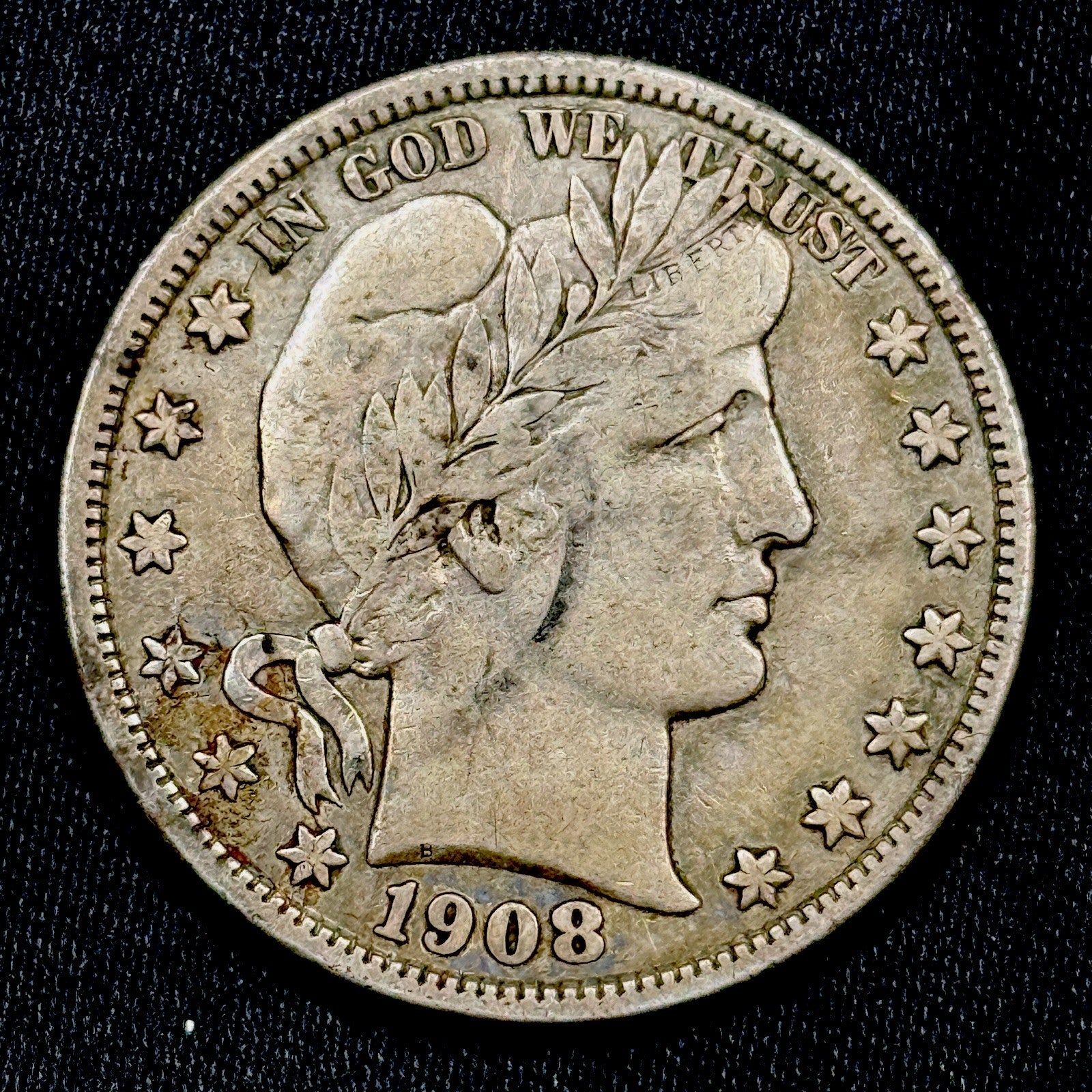 1908-D Barber Half Dollar 50C F-VF Original Silver Type Coin