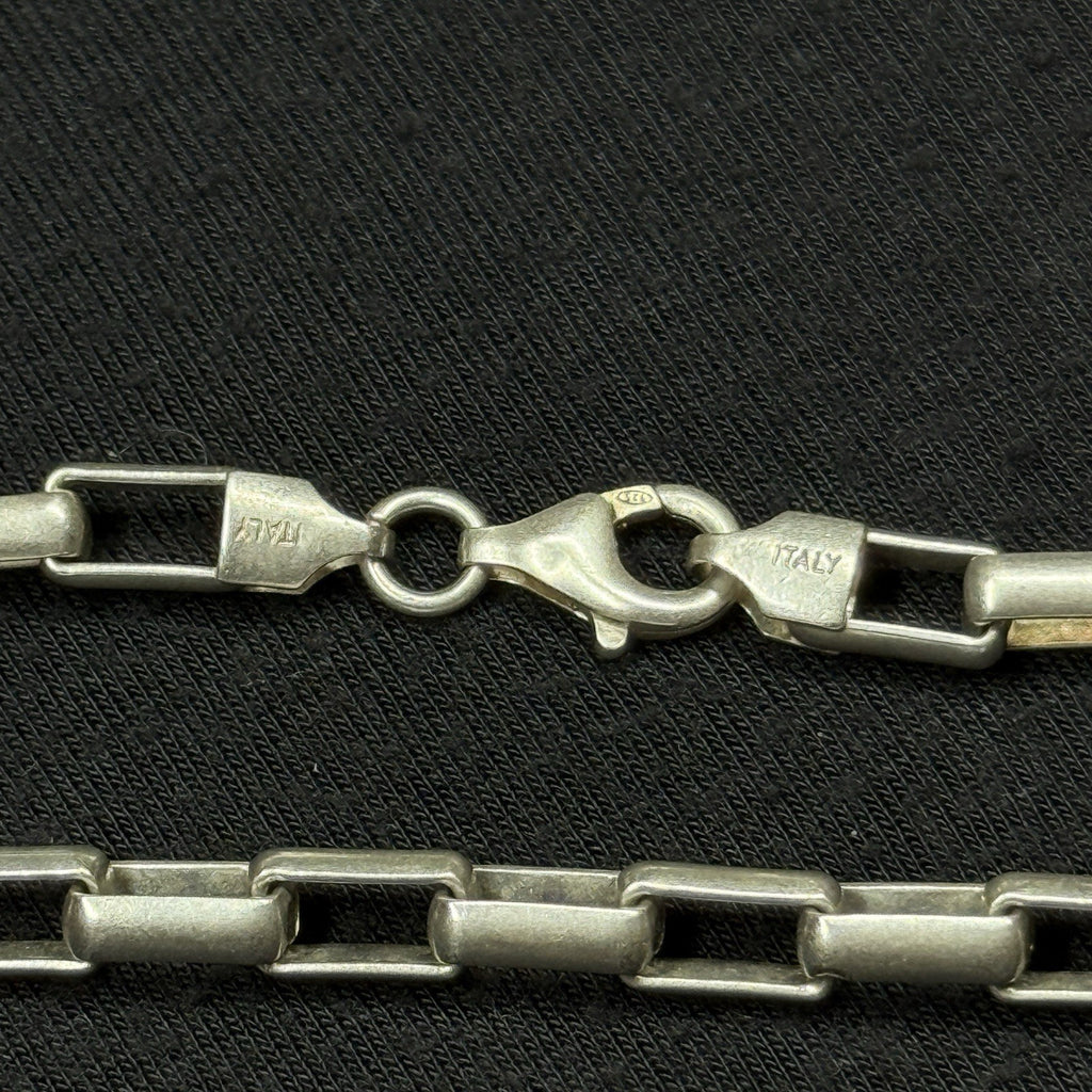 Estate Sterling Silver Elongated Box Link Chain 925  Vintage 41.7 Grams 19.5IN