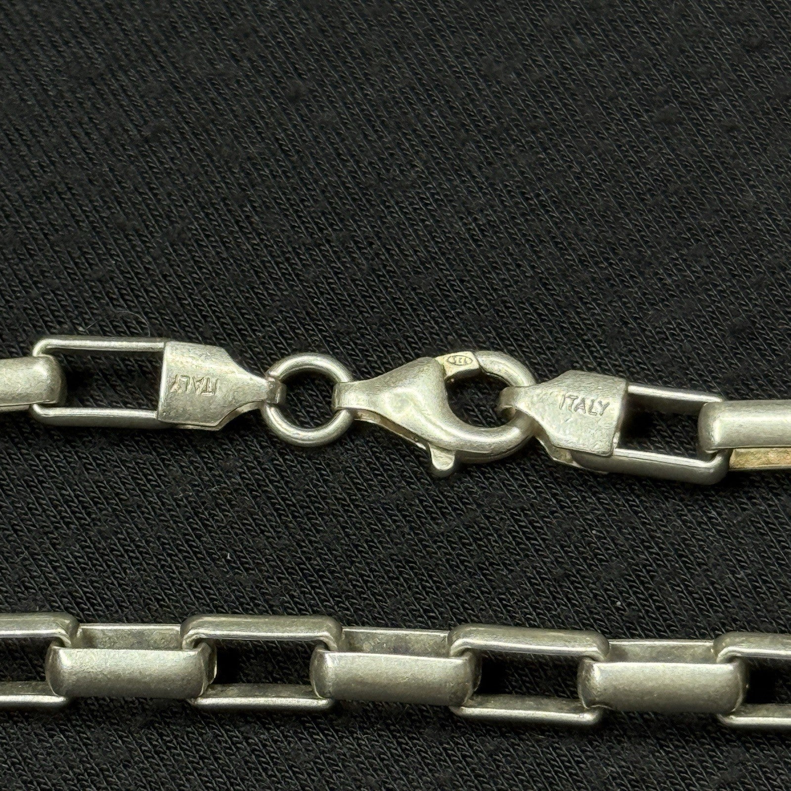 Estate Sterling Silver Elongated Box Link Chain 925  Vintage 41.7 Grams 19.5IN