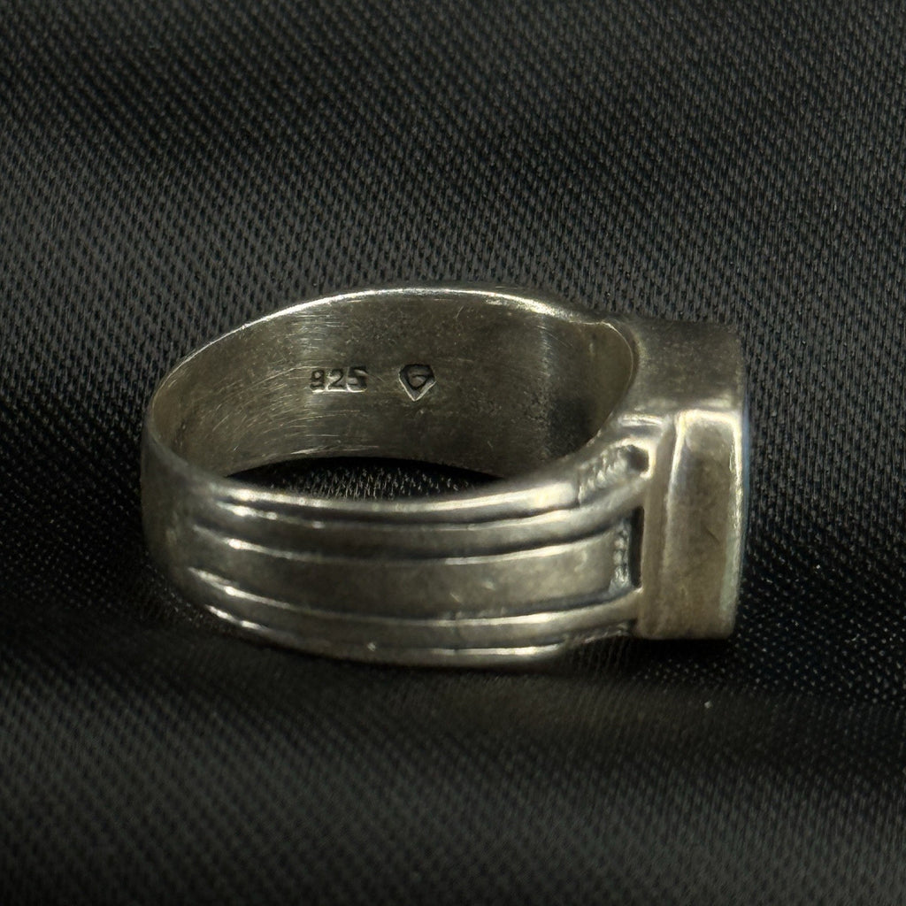 Estate Sterling Silver Ring Square Turquoise Size 4.5 925