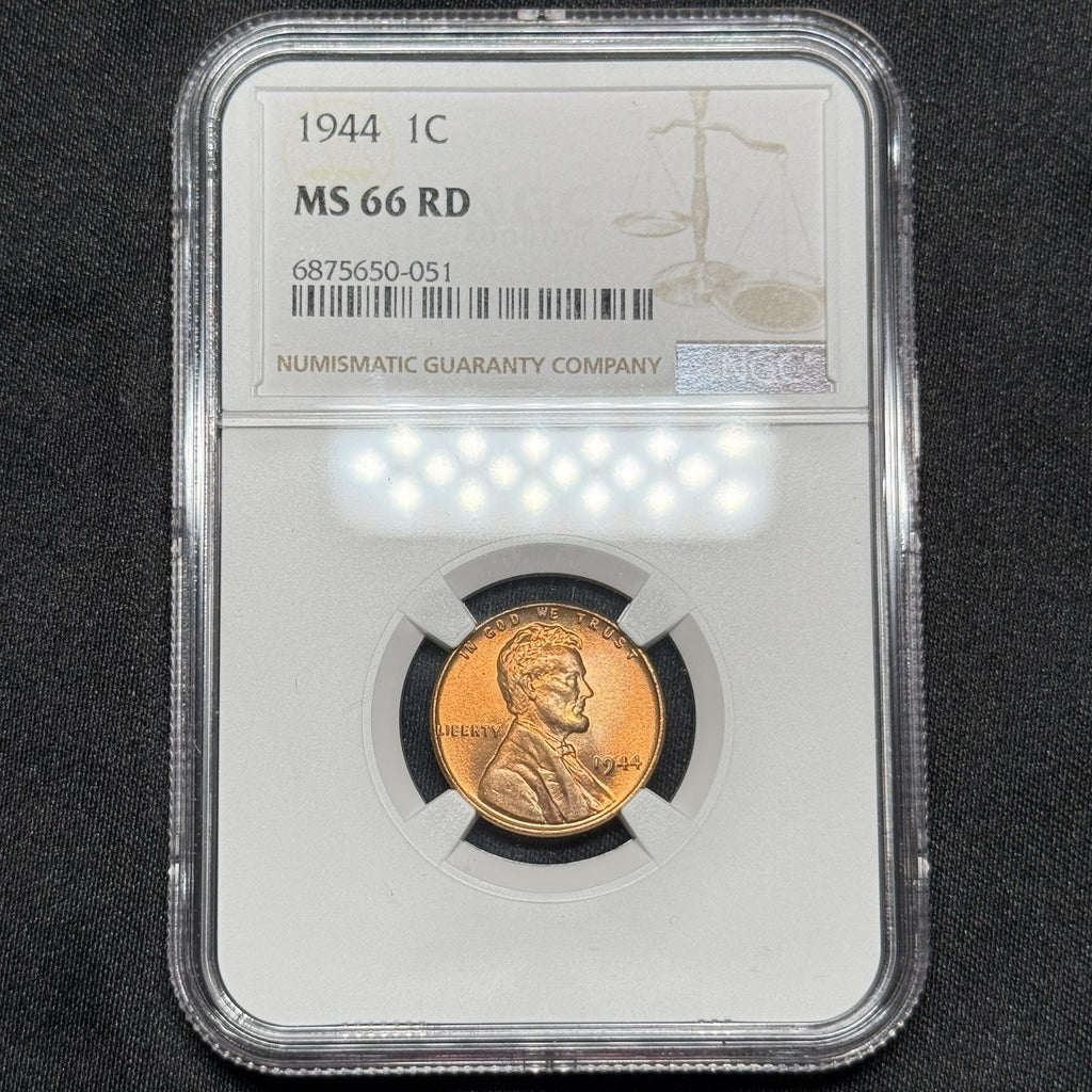 1944 Lincoln Wheat Cent NGC MS 66 RD Mint State 66 Red Nice Pastel Tone