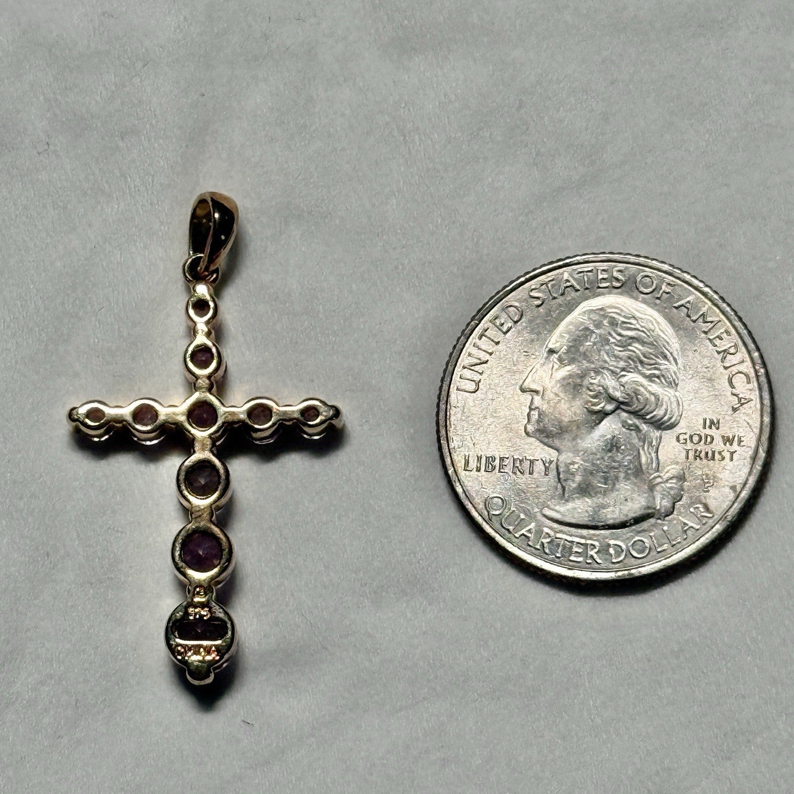 Sterling Silver Pendant Gold Over Silver Graduated Amethyst Cross Pendant