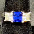 Estate Sterling Silver Ring Stone Blue Sapphire CZ SZ 6 925