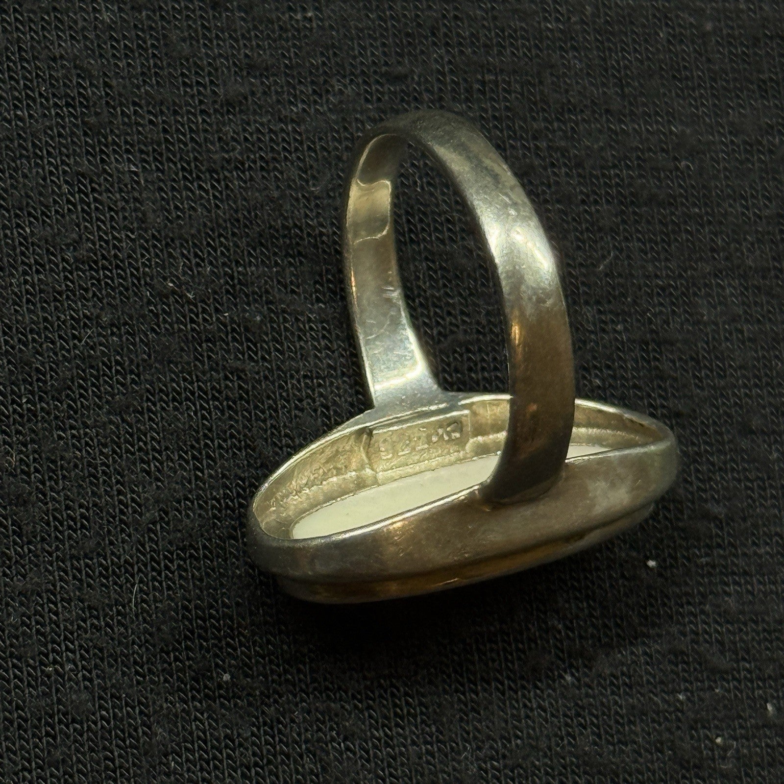 Estate Sterling Silver Ring Pink Mother Of Pearl Oval 6.75 925