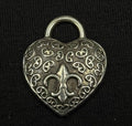Darren Simonian Sterling Silver Heart Fleur de Lis Vintage Pendant Charm 925