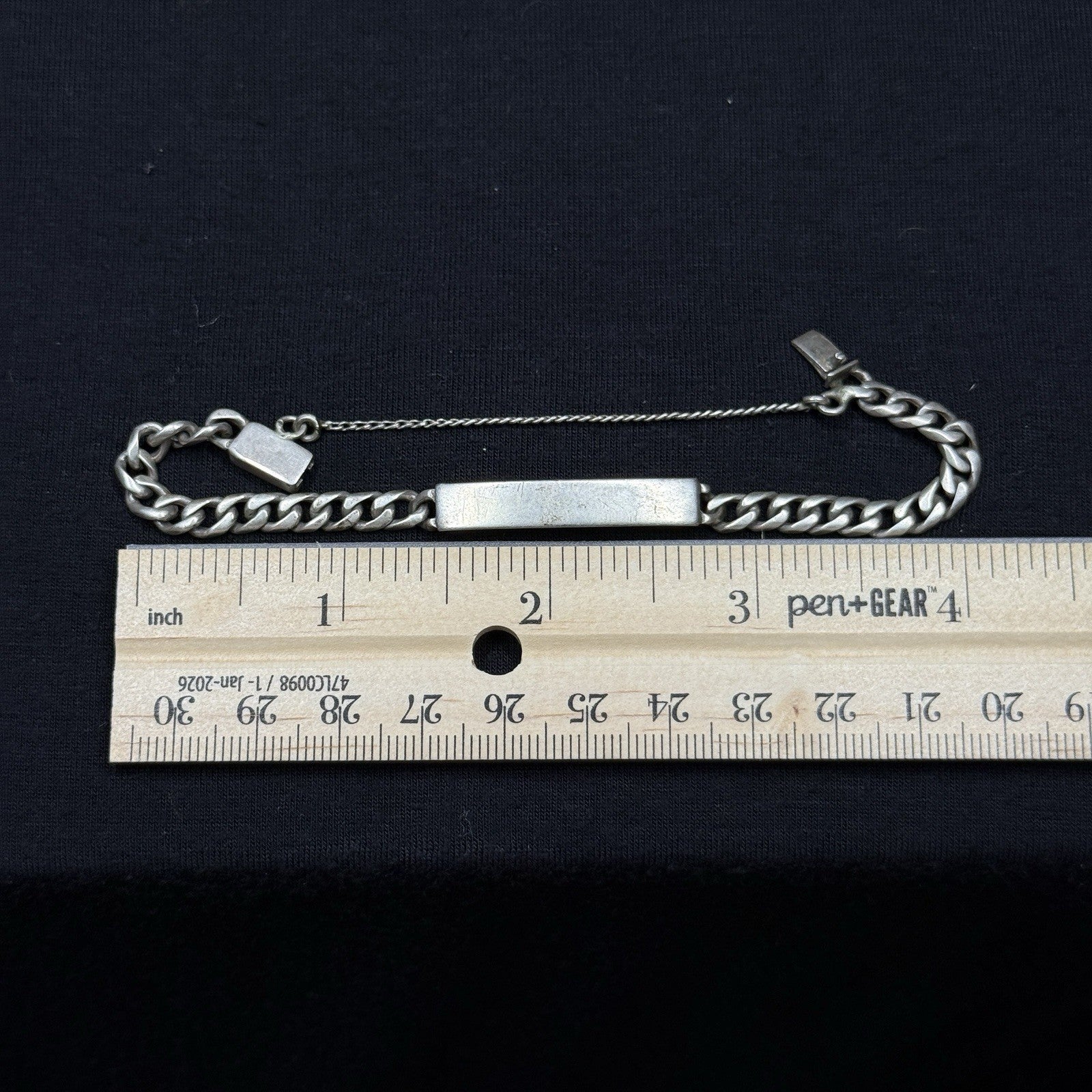 Vintage Baby Sterling Silver Name Plate Bracelet Cuban Link Chain 925. 5 IN