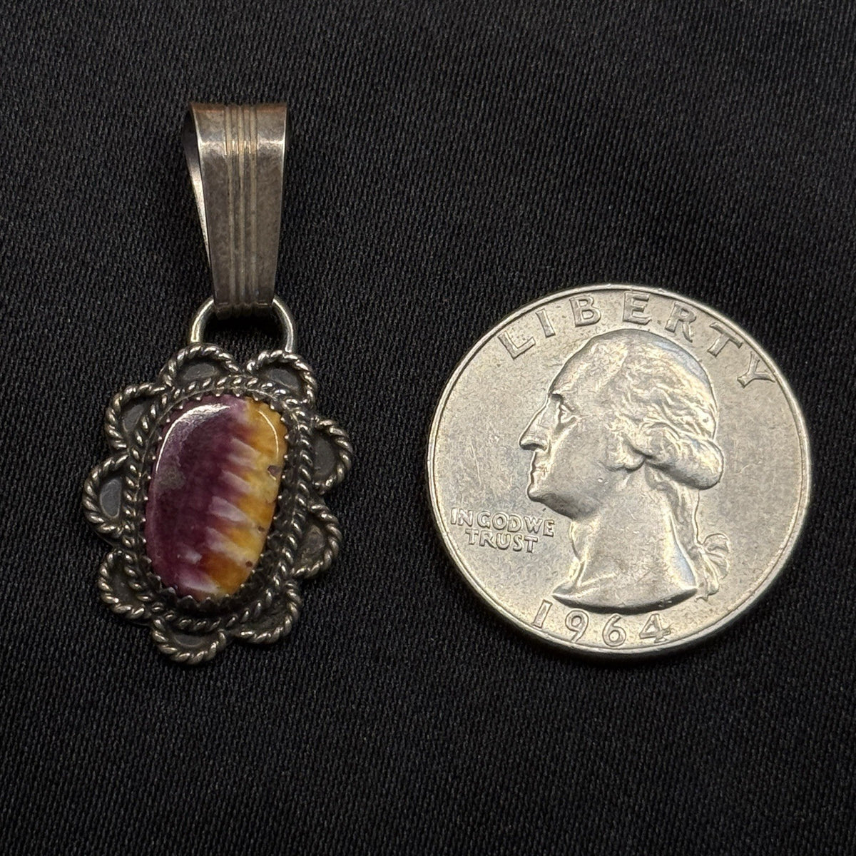 Native American Sterling Silver Pendant Spiny Oyster Signed Garrison Boyd Navajo