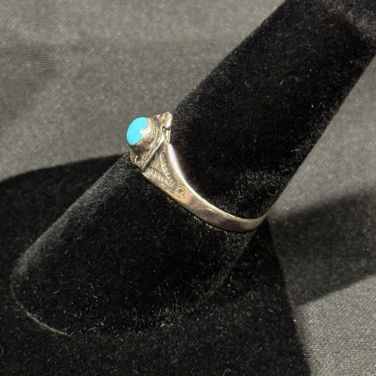 Native American Style Sterling Silver Ring Turquoise Phoenix Thuderbird Size 6.5