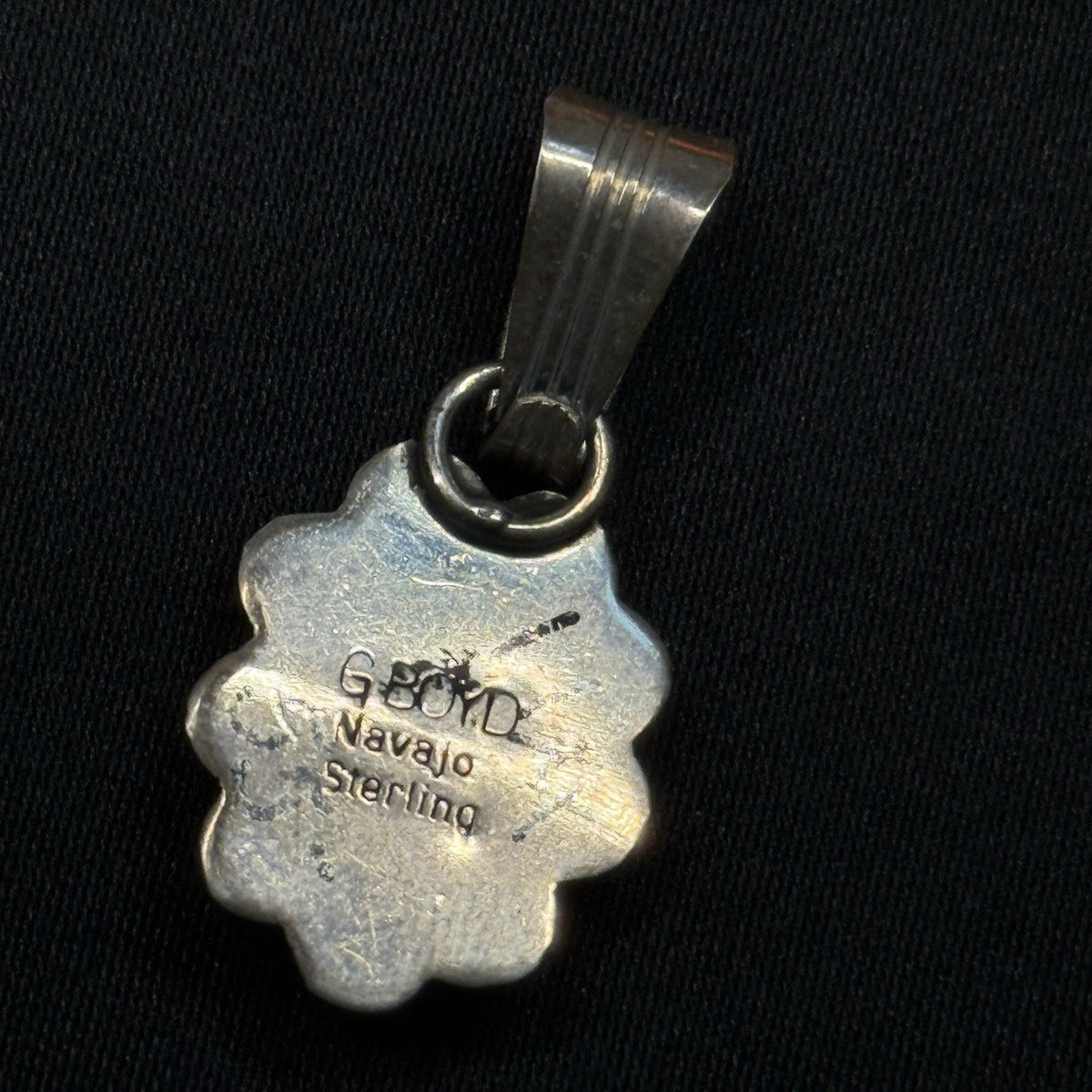 Native American Sterling Silver Pendant Spiny Oyster Signed Garrison Boyd Navajo