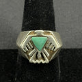 Native Green Turquoise Sterling Silver Thunder Bird Ring Size 8 925 Heavy