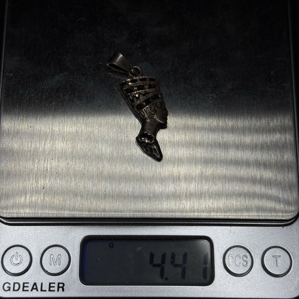 Estate 925 Sterling Silver Nefertiti Egyptian Pendant Mexico