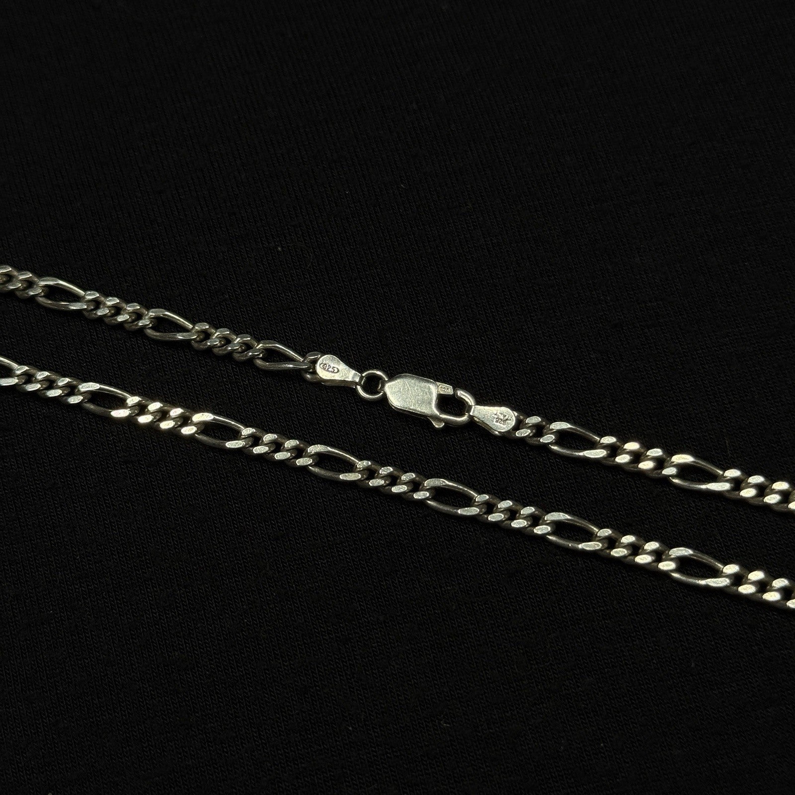 Estate Sterling Silver Figaro Necklace Chain Vintage 925 14.5 Grams 20.5IN
