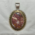 Relios/Carolyn Pollack Sterling & Brass  Large Brown Marbled Jasper Pendant