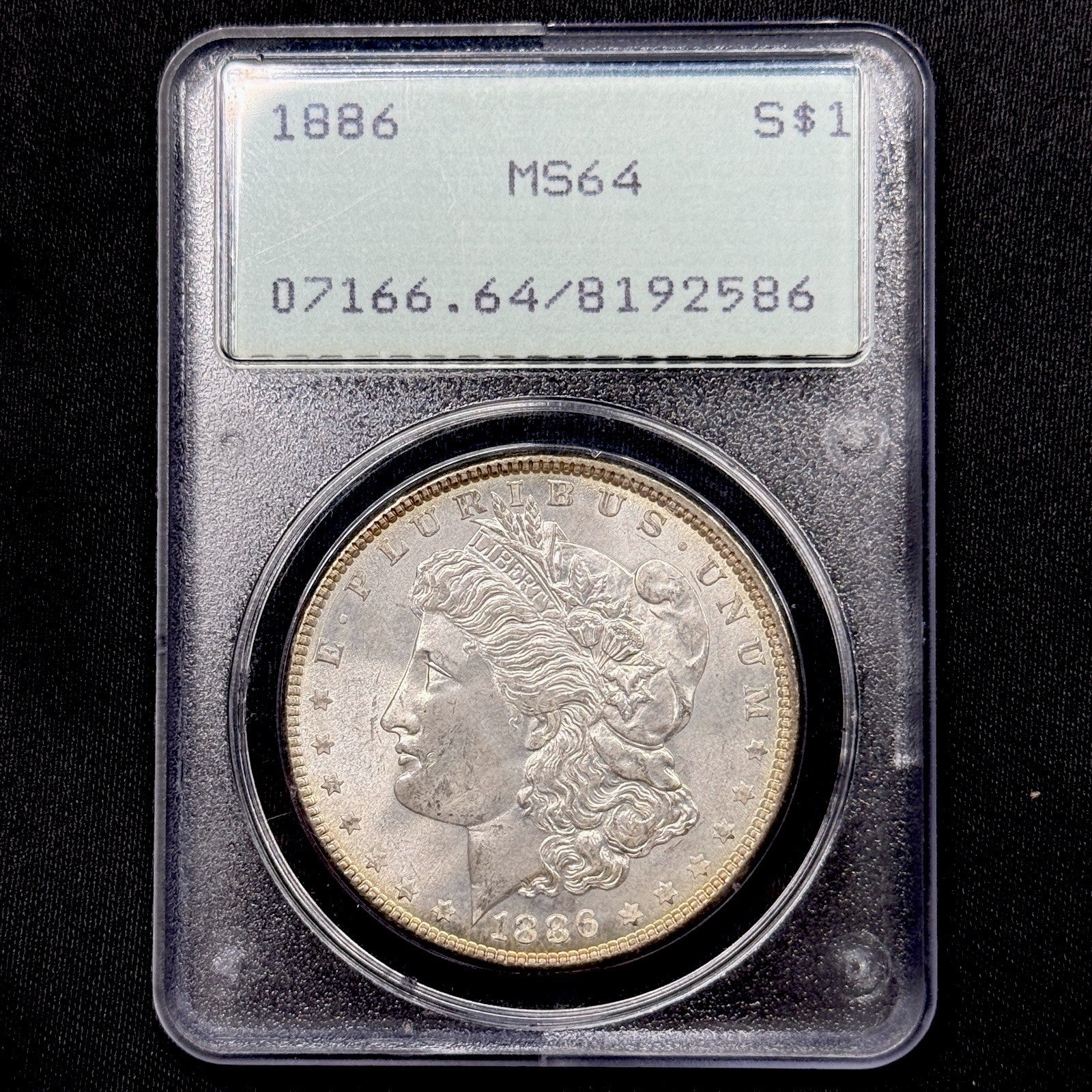 1886 Morgan Silver Dollar PCGS MS64 Rattler Old Green Holder OGH Brilliant